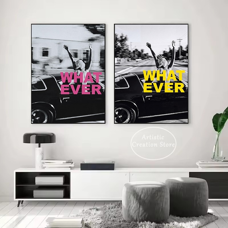 Vintage Fashion Prints For Wall - แฟชั่นย้อนยุค ไม่ว่าสาวคนไหนก็หลงรัก ภาพโปสเตอร์คำพูดสุดเก๋ในรถวินเทจ ภาพวาดบนผ้าแคนวาส ตกแต่งผนังบ้าน ห้องนอน