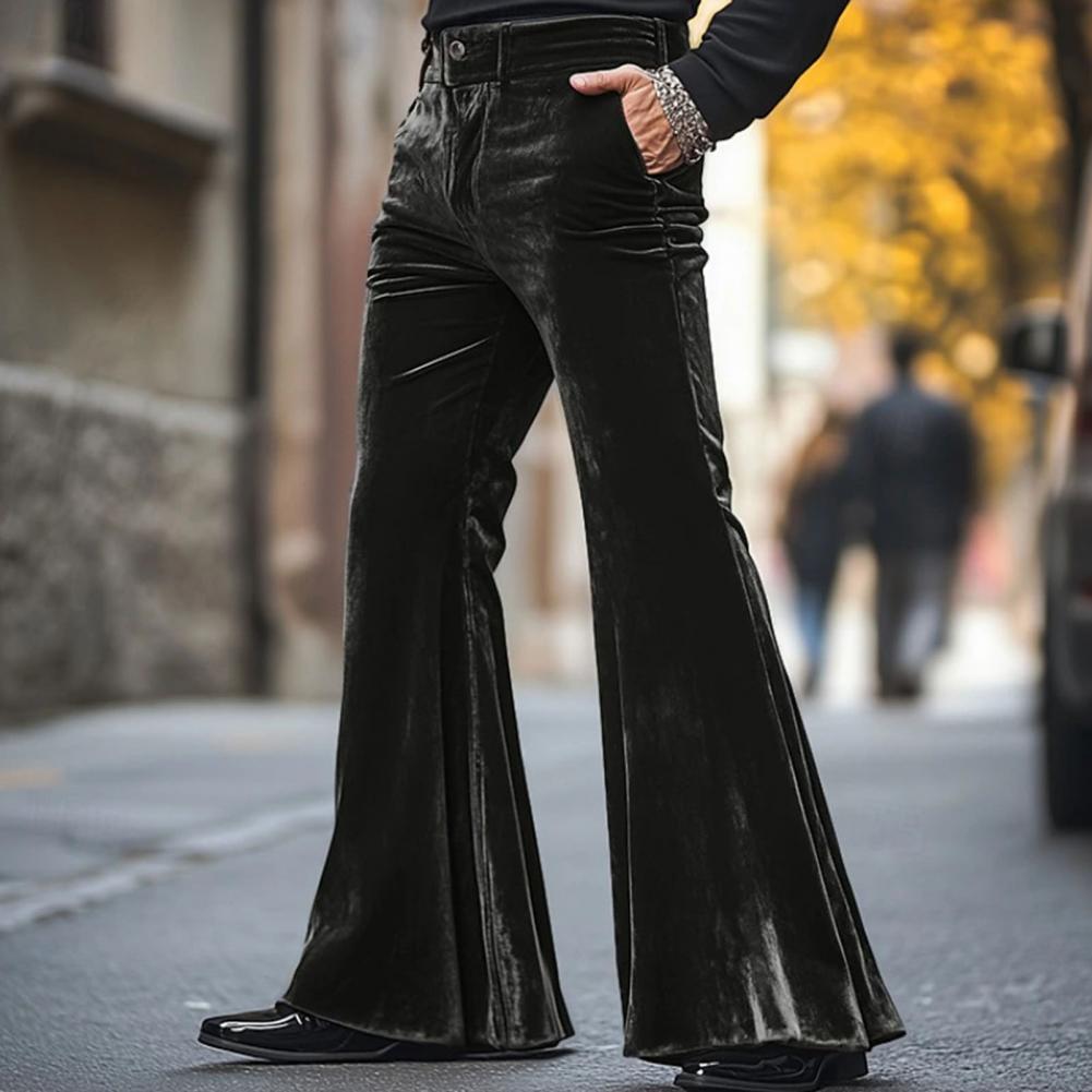 Wide Leg Trouser 70S - ผู้ชายกระดิ่งด้านล่างกํามะหยี่กางเกงRetroสไตล์ 70S DiscoชุดลําลองหลวมFit Party Street Flaredกางเกงกางเกงขากว้าง