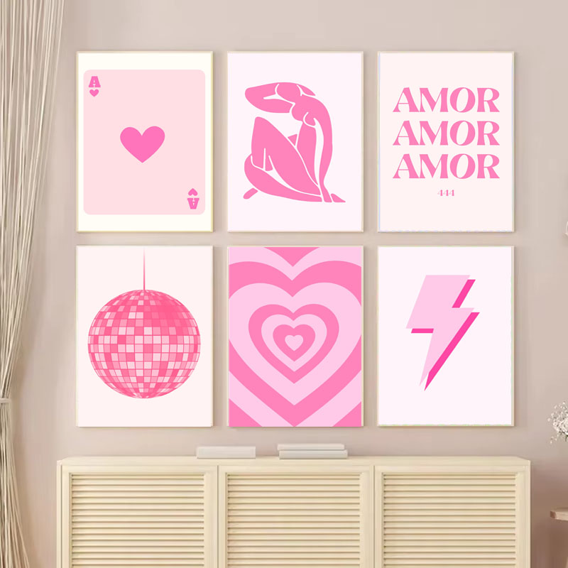 Vintage Fashion Prints For Wall - ภาพพิมพ์บนผ้าใบ 1 ชิ้น โปสเตอร์ Pink Matisse