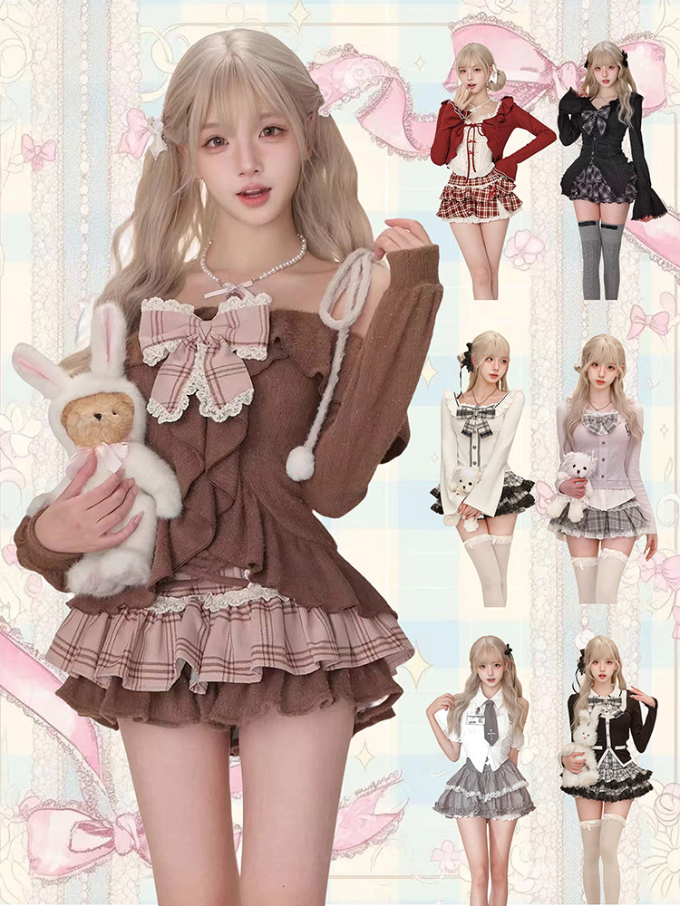 Vintage Fashion Outfit - ชุดเซ็ต 2 ชิ้น สไตล์โกธิค Y2K วินเทจ