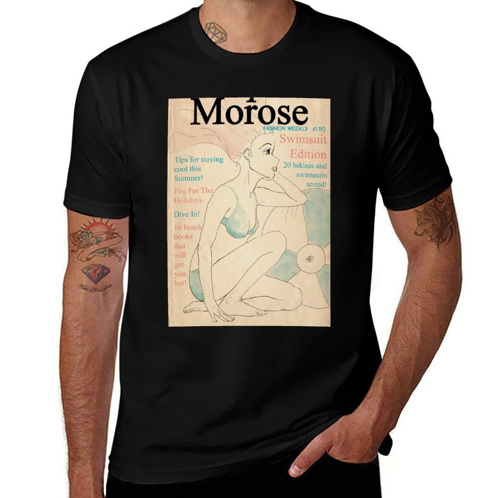 Vintage Fashion Magazine Covers - เสื้อยืดลายปกนิตยสารแฟชั่นเรโทร/วินเทจ รุ่นบิกินี่และชุดว่ายน้ำ ผ้าฝ้าย 100%