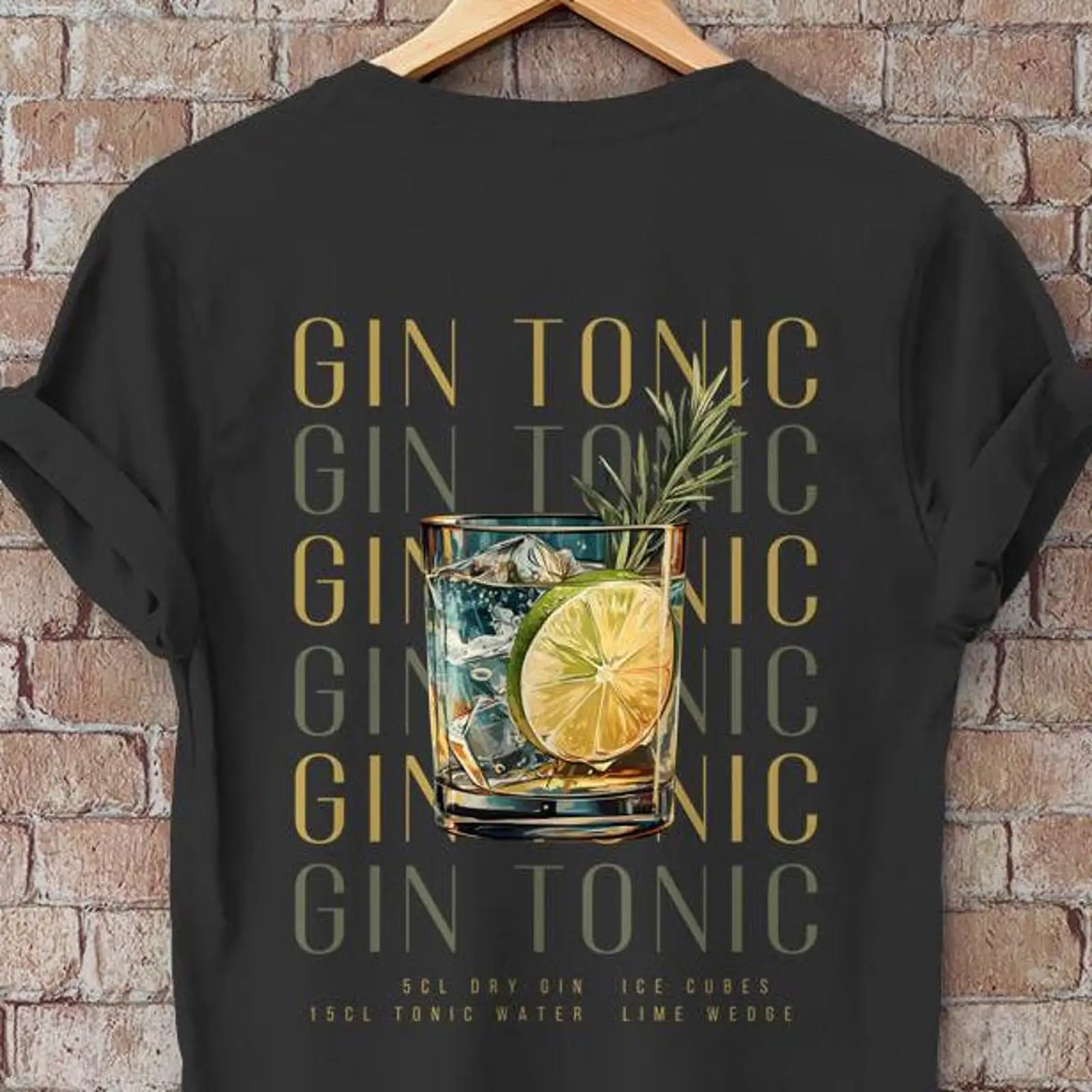 Vintage Fashion Illustration - เสื้อยืดลาย Gin Tonic สำหรับคนรักค็อกเทลบาร์ สไตล์วินเทจ ลุคสตรีทแฟชั่น