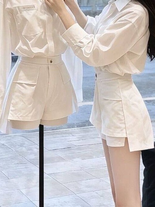ชุดเสื้อคอปกสีขาวแฟชั่นและกระโ - Vintage Fashion Outfit บทวิจารณ์และราคา