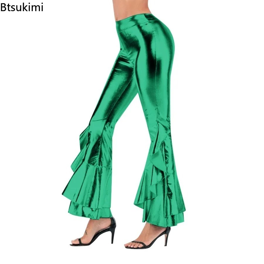 กางเกงขาบานผู้หญิงแบบมันเงา แต - Wide Leg Trouser 70S บทวิจารณ์และราคา