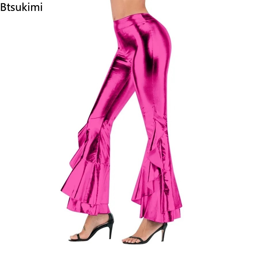 กางเกงขาบานผู้หญิงแบบมันเงา แต - Wide Leg Trouser 70S บทวิจารณ์และราคา