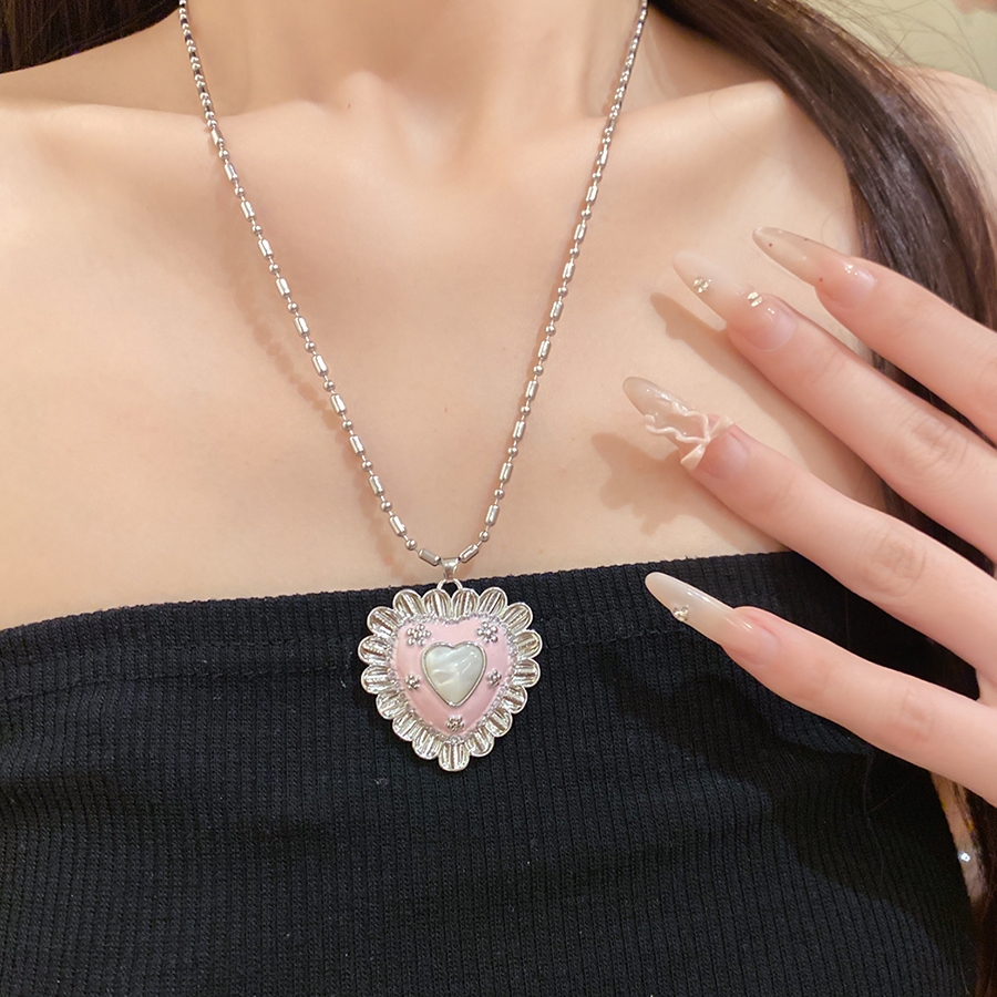 สร้อยคอรูปหัวใจเคลือบสีชมพูสไต - Vintage Fashion Center บทวิจารณ์และราคา