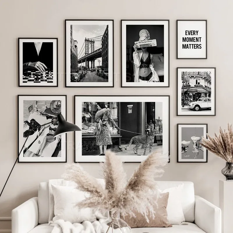สีดําและสีขาว Vintage Wall Art - Vintage Fashion Prints For Wall บทวิจารณ์และราคา