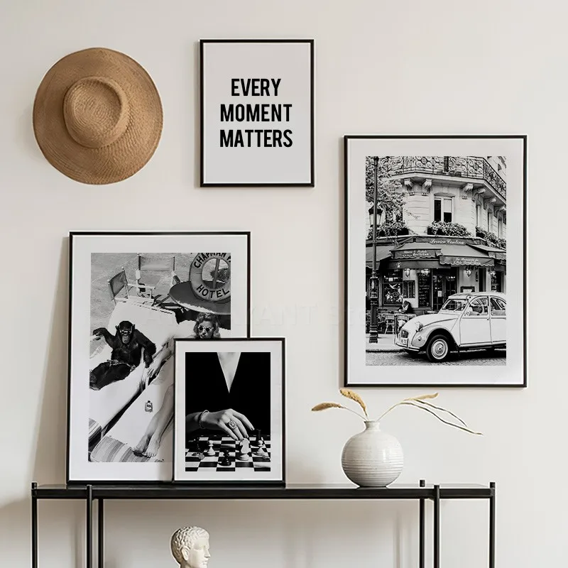 สีดําและสีขาว Vintage Wall Art - Vintage Fashion Prints For Wall บทวิจารณ์และราคา