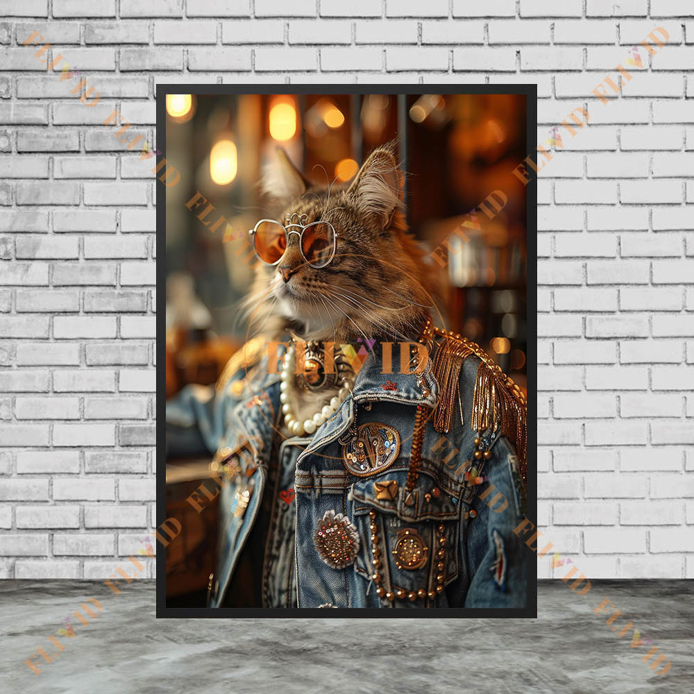 ภาพวาดบนผ้าใบลายแมวเท่สไตล์วิน - Vintage Fashion Prints For Wall บทวิจารณ์และราคา