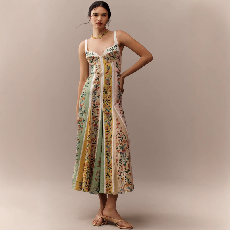 แฟชั่นผู้หญิงที่สง่างามแขนกุดช - Vintage Fashion Women Dresses บทวิจารณ์และราคา
