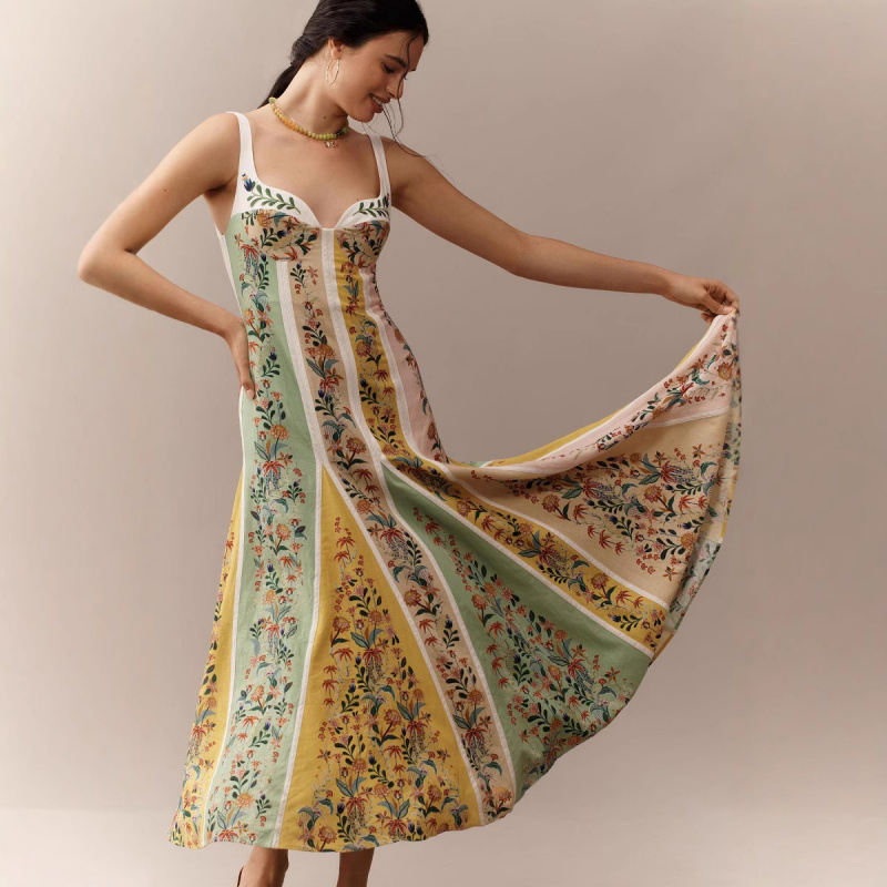 แฟชั่นผู้หญิงที่สง่างามแขนกุดช - Vintage Fashion Women Dresses บทวิจารณ์และราคา