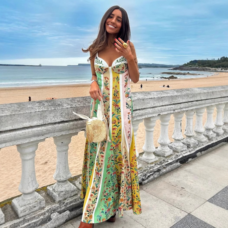 แฟชั่นผู้หญิงที่สง่างามแขนกุดช - Vintage Fashion Women Dresses บทวิจารณ์และราคา