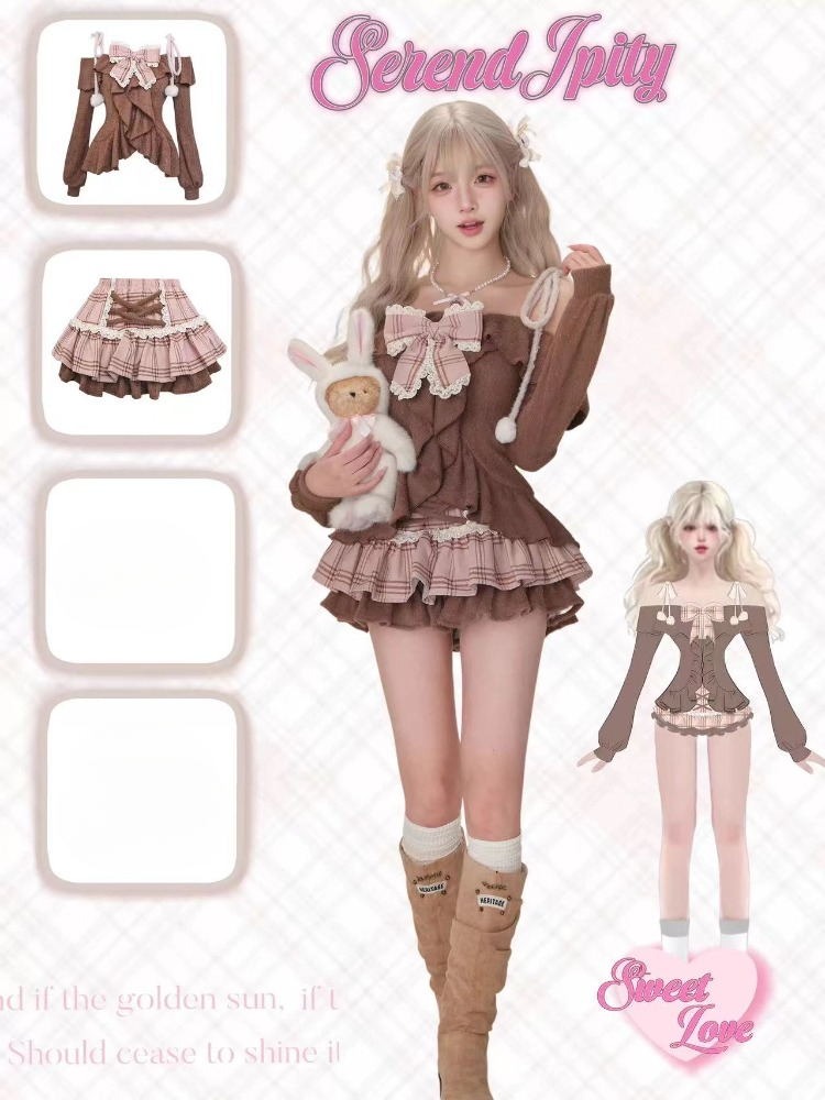 ชุดเซ็ต 2 ชิ้น สไตล์โกธิค Y2K  - Vintage Fashion Outfit บทวิจารณ์และราคา