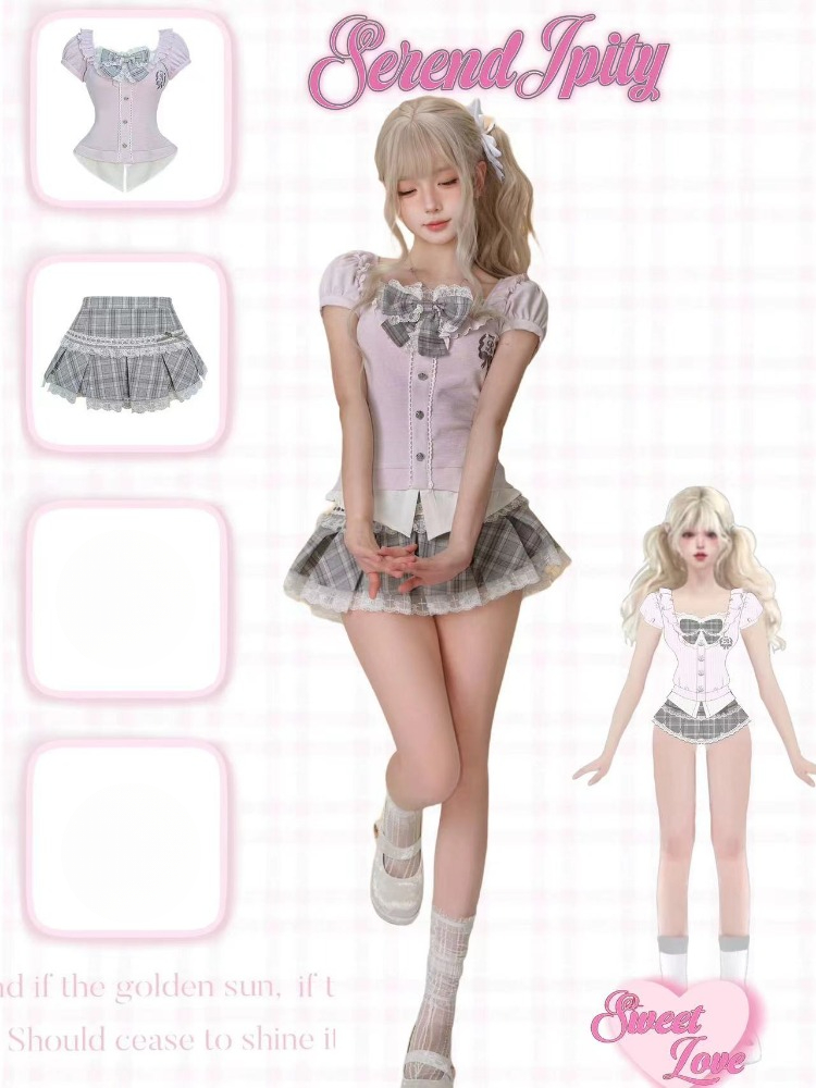 ชุดเซ็ต 2 ชิ้น สไตล์โกธิค Y2K  - Vintage Fashion Outfit บทวิจารณ์และราคา