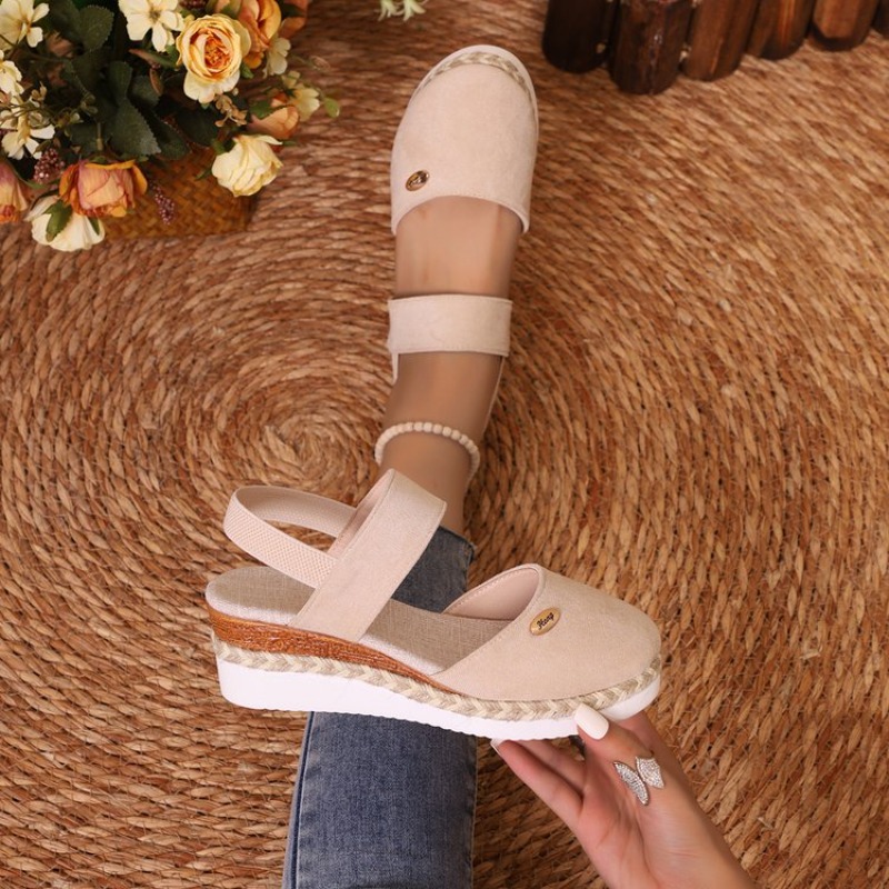 รองเท้าแตะส้นเตารีดแบบปิดหัวทร - Vintage Fashion Outfit บทวิจารณ์และราคา