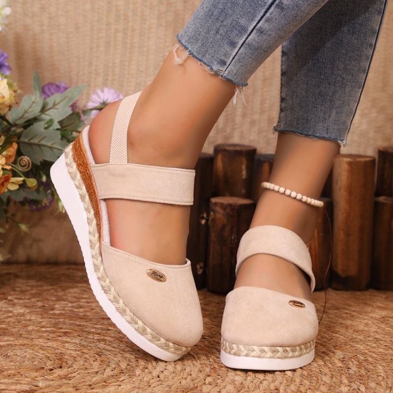 รองเท้าแตะส้นเตารีดแบบปิดหัวทร - Vintage Fashion Outfit บทวิจารณ์และราคา