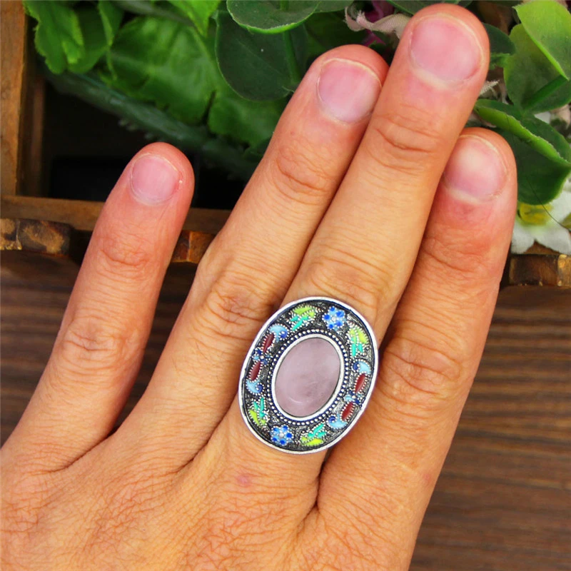 Vintage Oval Lapis แหวนผู้หญิง - Vintage Fashion Illustration บทวิจารณ์และราคา