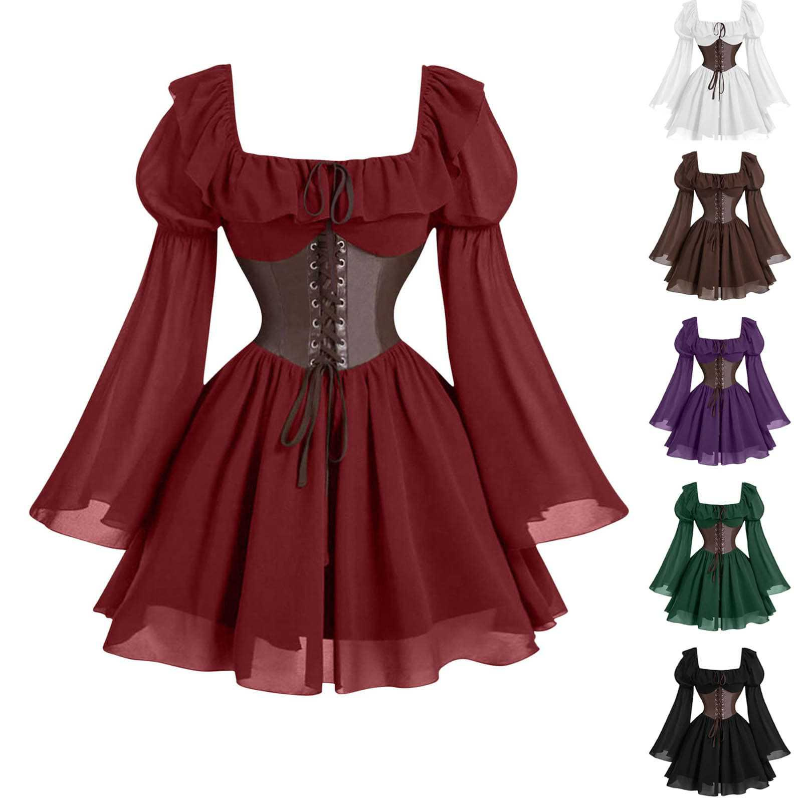 ชุดเดรสแขนยาวสไตล์เรอเนซองส์ยุ - Vintage Fashion Women Dresses บทวิจารณ์และราคา
