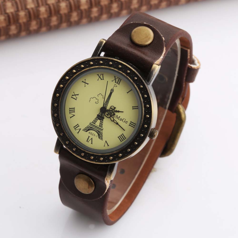 สตรีนาฬิกาแฟชั่นผู้หญิงสายรัดน - Vintage Fashion In Paris บทวิจารณ์และราคา
