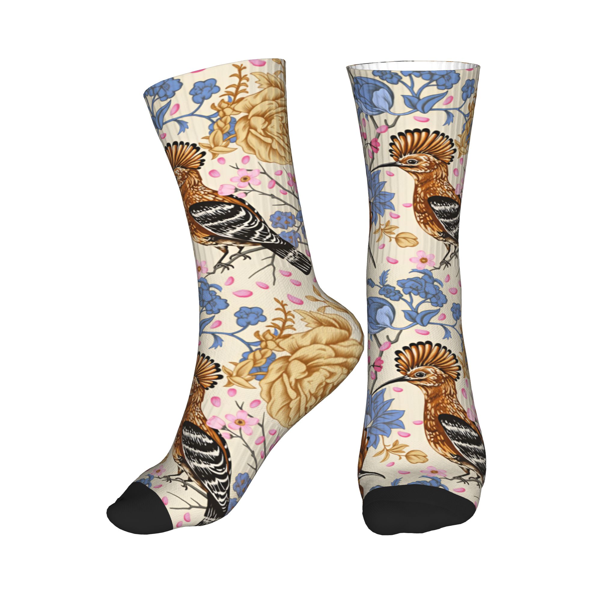 Hoopoe Bird Blue Peony ถุงเท้า - Vintage Fashion Dresses บทวิจารณ์และราคา